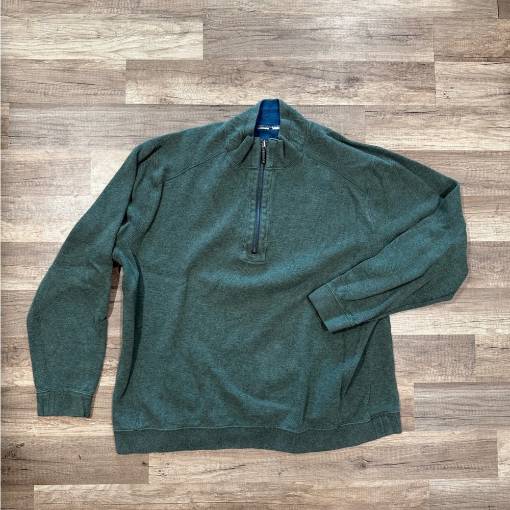 Tommy Bahama Men's Forest Green Half-Zip Sweater